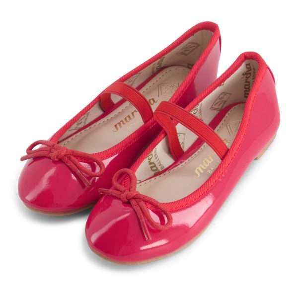 נעלי בובה נעלי בלרינה אדומות מבריקות לילדות Raspberry