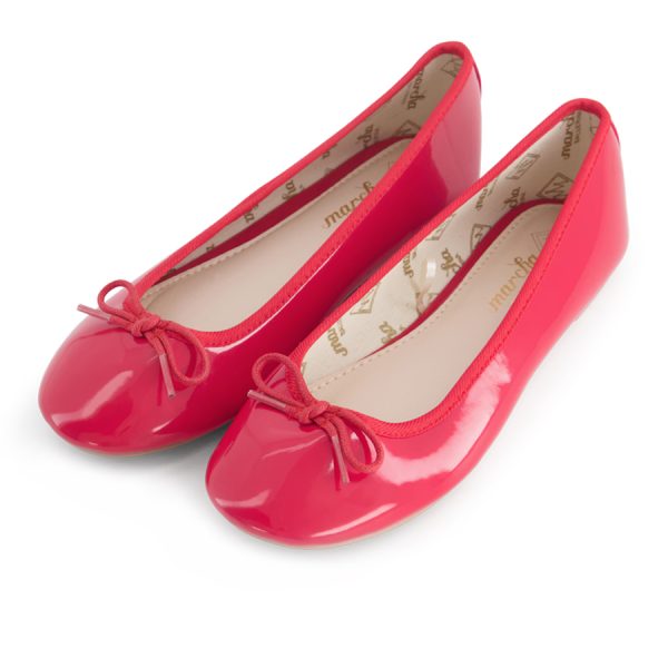 נעלי בלרינה אדומות מבריקות נעלי בובה - Raspberry