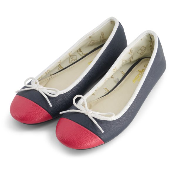 נעלי בלרינה כחול כהה עם קצה אדום ופס לבן- Apple 2 צד