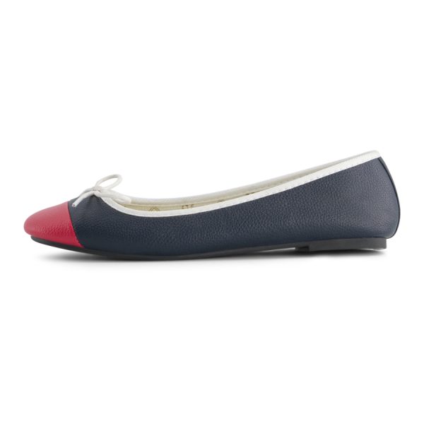 נעלי בלרינה כחול כהה עם קצה אדום ופס לבן- Apple 2 צד נוסף