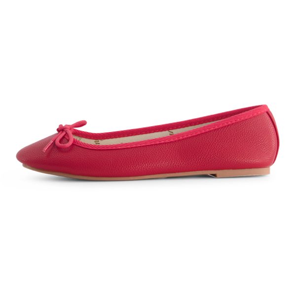 נעלי בלרינה נעלי בובה אדומות חלקות - Red Raisin