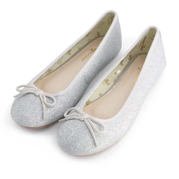 נעלי בלרינה נעלי בובה כסופות מנצנצות- Silver Daisy