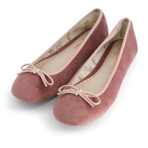 נעלי בלרינה קטיפה ורוד אפרסק - Pink Peach