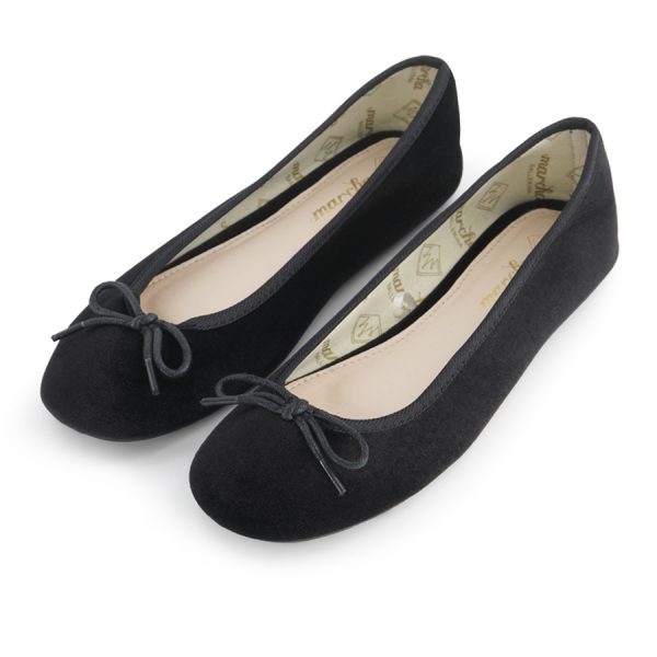 נעלי בלרינה קטיפה שחורות - Black Olive 2