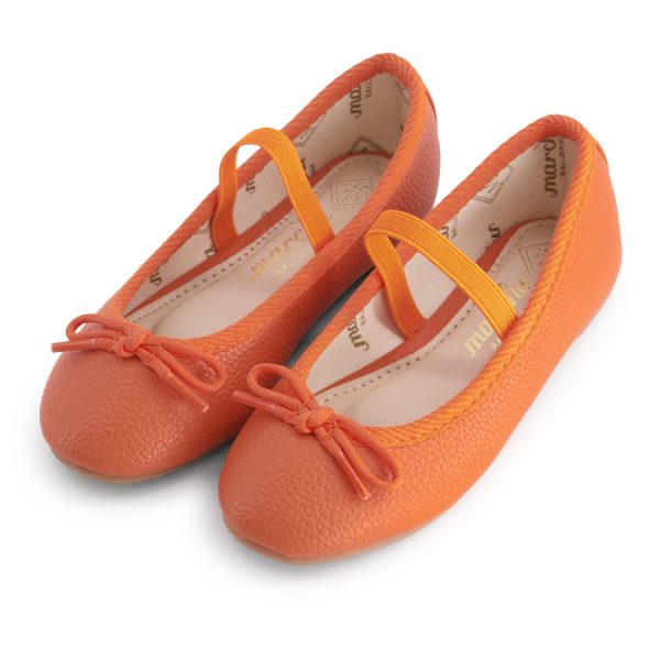 נעלי בובה נעלי בלרינה כתומות לילדות - Orange Raisin