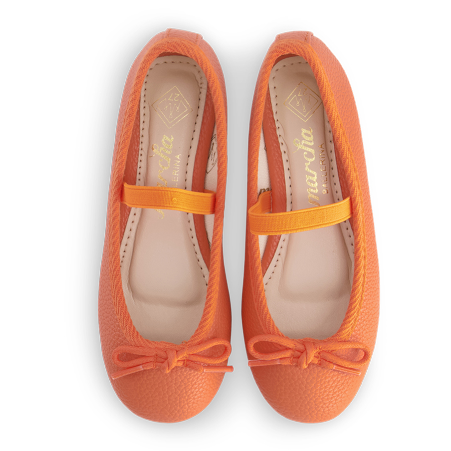 נעלי בובה נעלי בלרינה כתומות לילדות - Orange Raisin