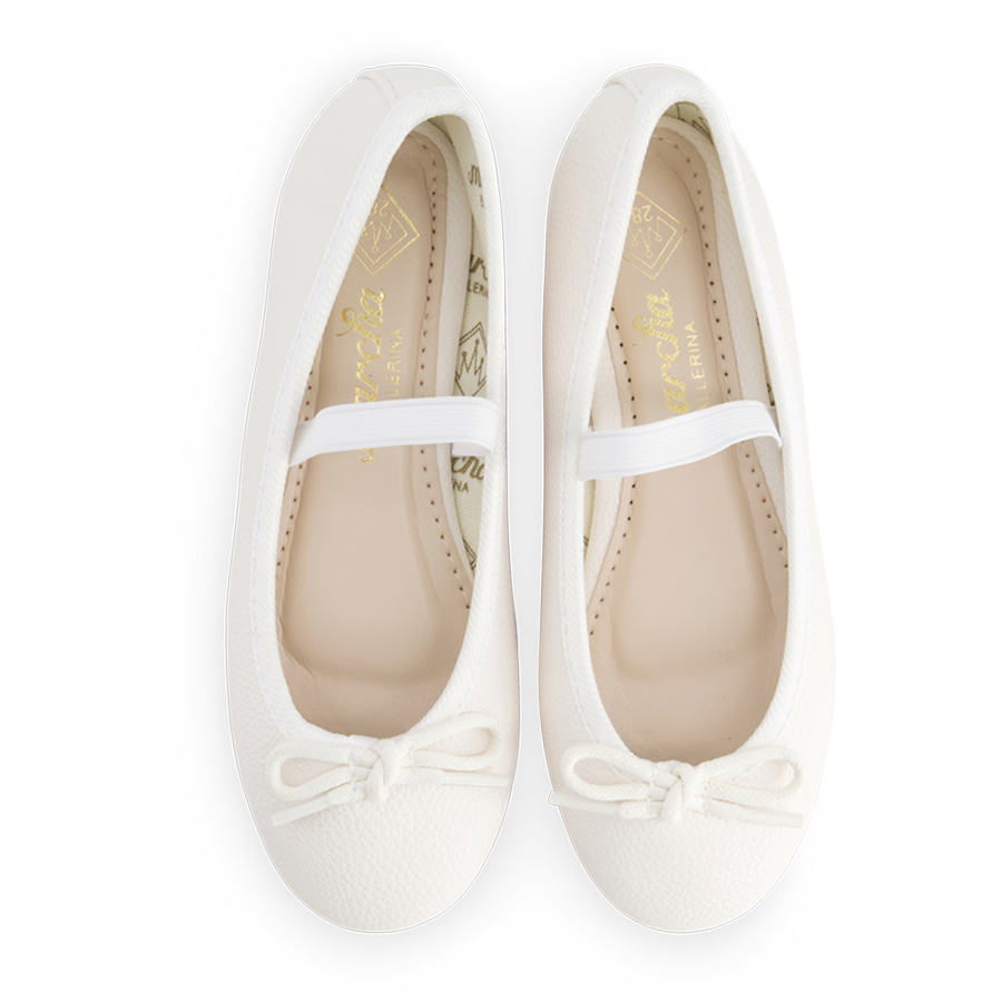 נעלי בלרינה נעלי בובה לבנות לילדות - White Raisin