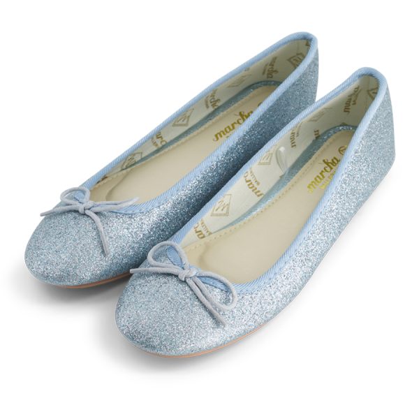 נעלי בלרינה נעלי בובה כחולות מנצנצות - Blue Daisy צד נוסף