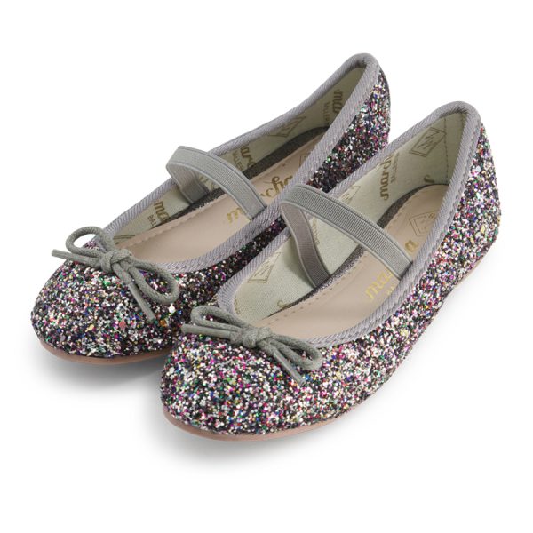 נעלי בובה נעלי בלרינה אפורות נצנצים לילדות Grey Multi Daisy 3